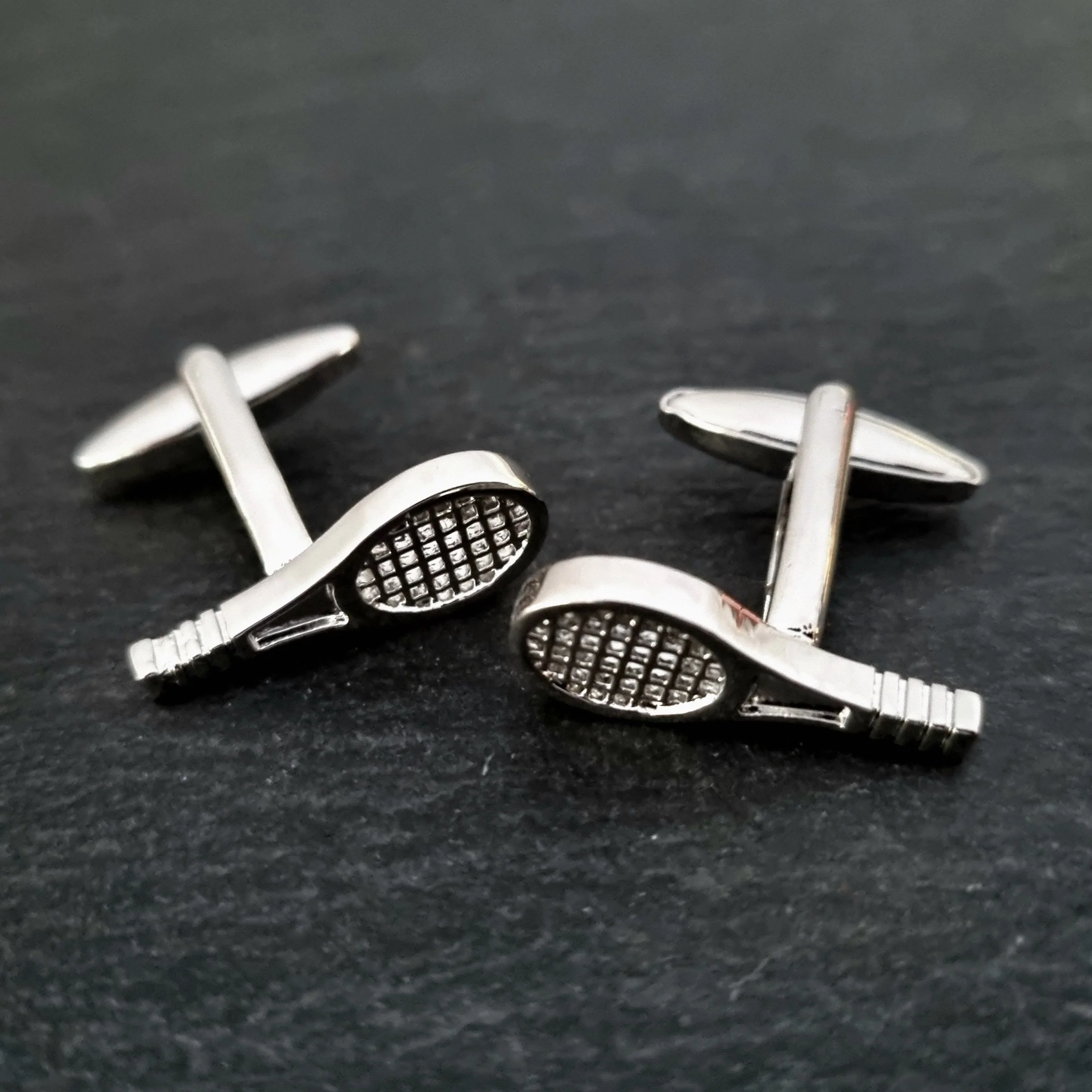 Men's 1 Pair Tennis Racket Button Covers Set Cufflinks - Image 6