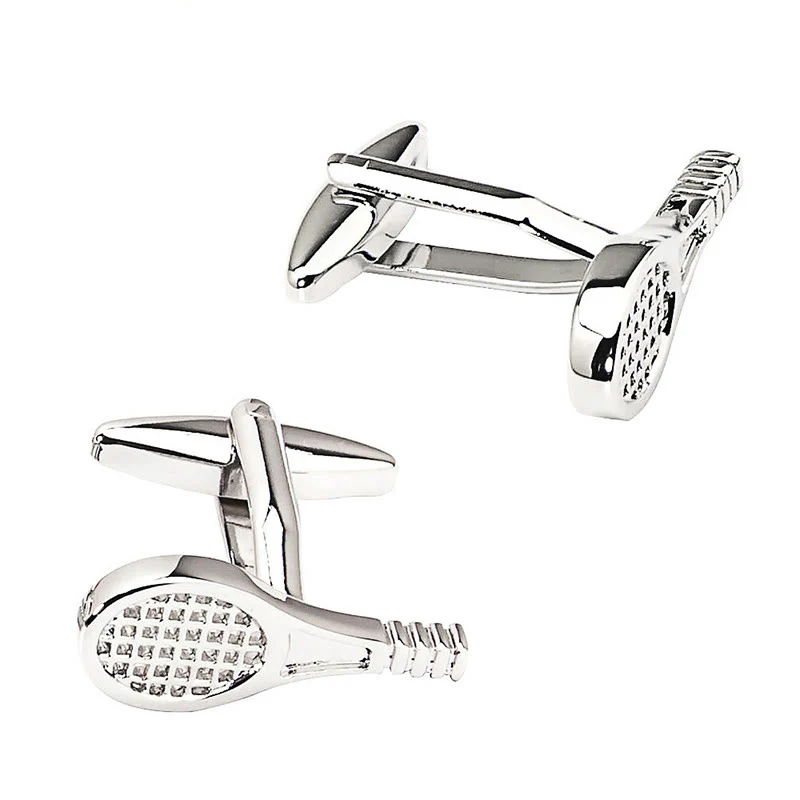 Men's 1 Pair Tennis Racket Button Covers Set Cufflinks - Image 9