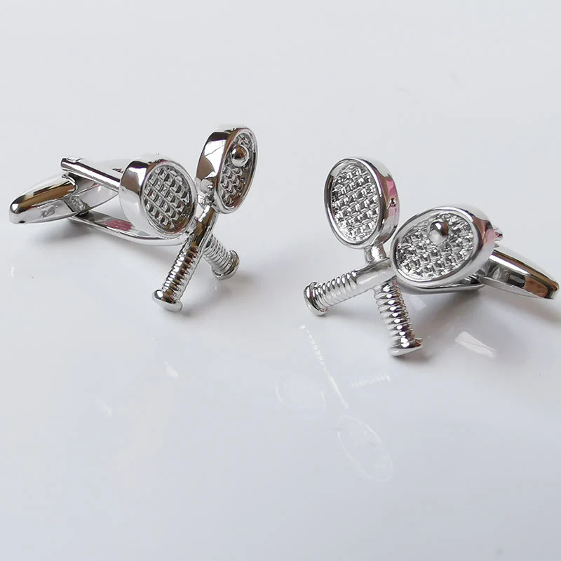 Men's 1 Pair Tennis Time Button Covers Set Cufflinks - Image 6