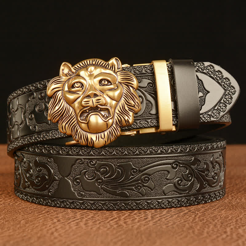 Men's 3D Sculpture Lion Head Leather Belt - Image 10