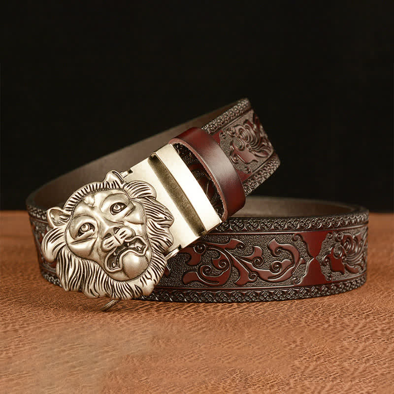 Men's 3D Sculpture Lion Head Leather Belt - Image 14