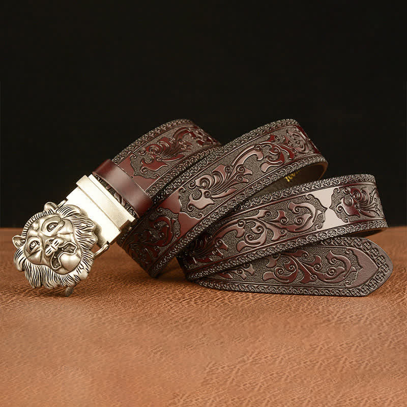 Men's 3D Sculpture Lion Head Leather Belt - Image 15