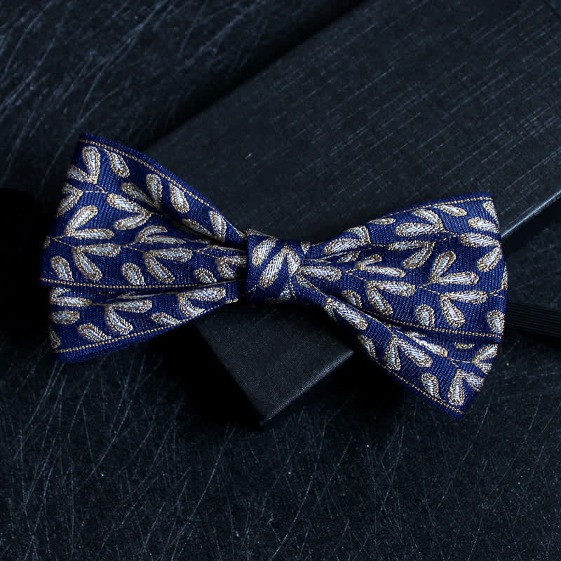 Men's Abstract Pattern Double Layers Bow Tie - Image 20