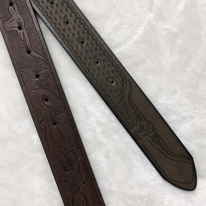Men's Ancient Longhorn Bull Leather Belt - Image 8