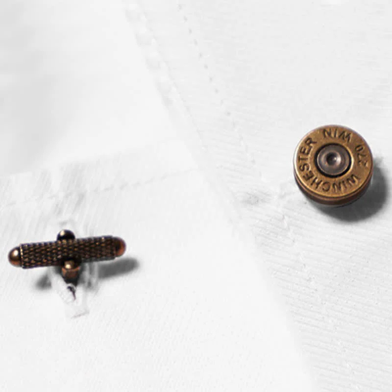 Men's Antique Styling Brass Bullet Cufflinks - Image 4