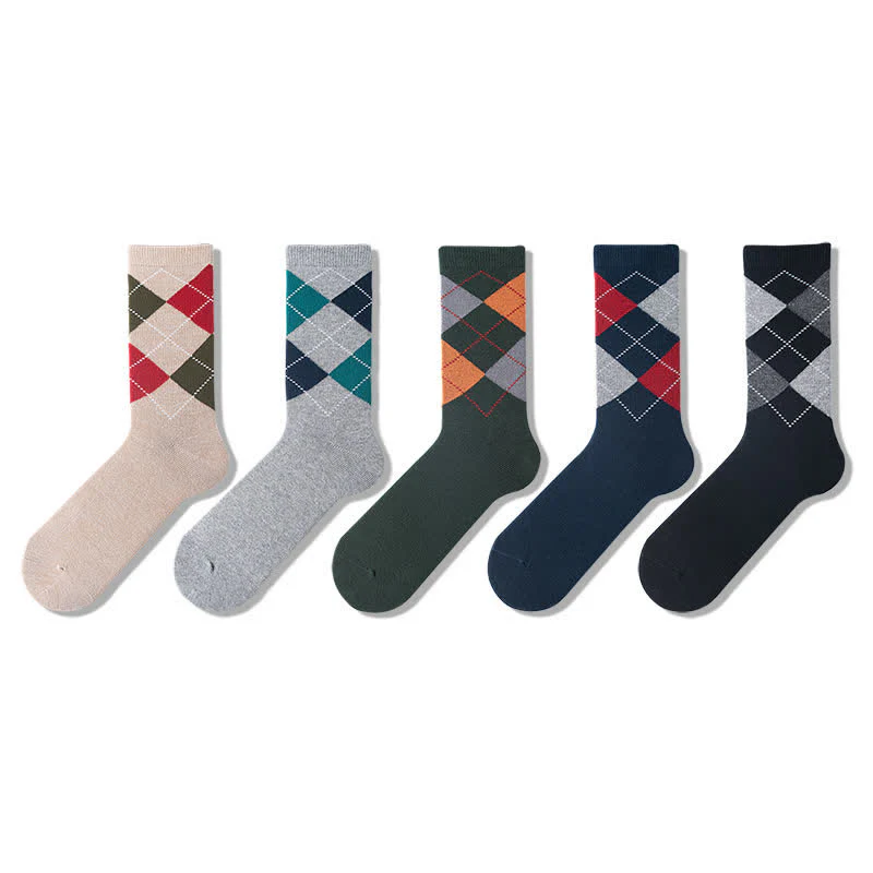 Men's Argyle Pattern Design Cotton Socks - Image 2