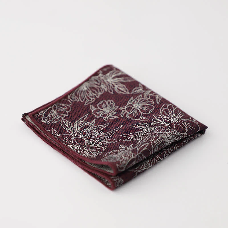 Men's Artsy Floral Leave Pattern Pocket Square - Image 25