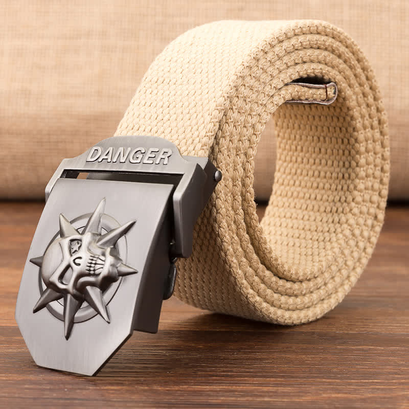 Men's Automatic Skull Buckle Woven Canvas Belt - Image 5