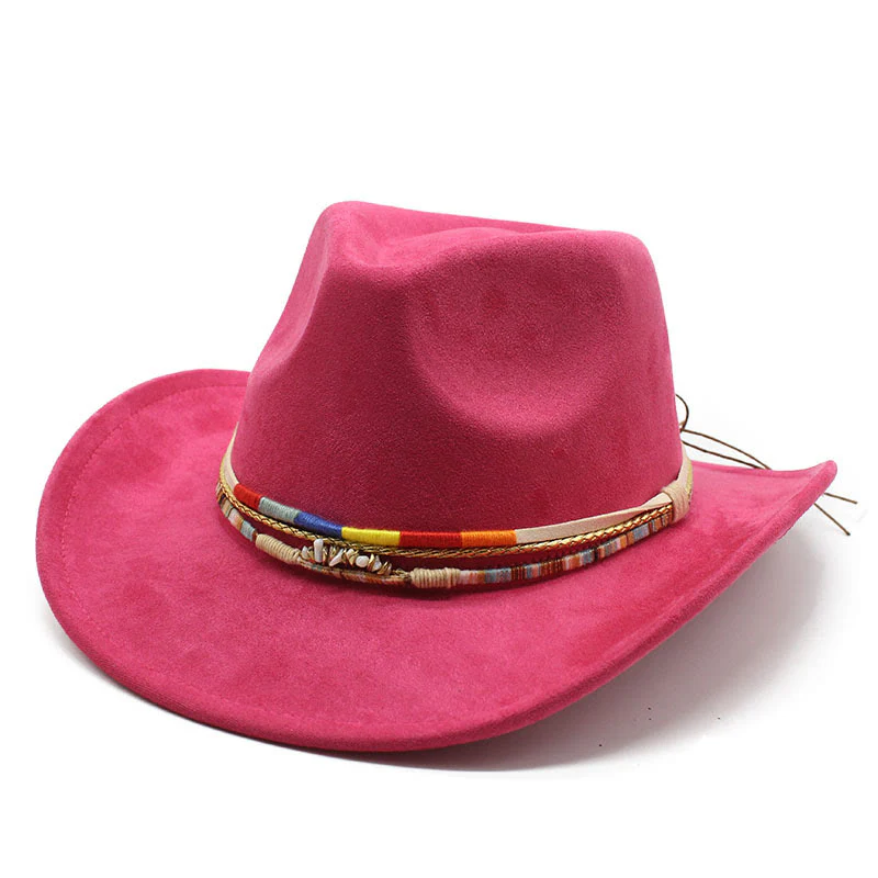 Men's Beaded Trim Suede Brim Cowboy Hat - Image 10
