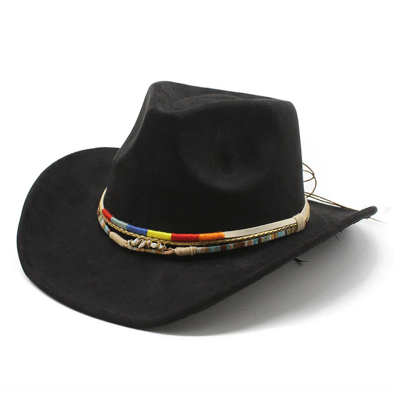 Men's Beaded Trim Suede Brim Cowboy Hat - Image 8