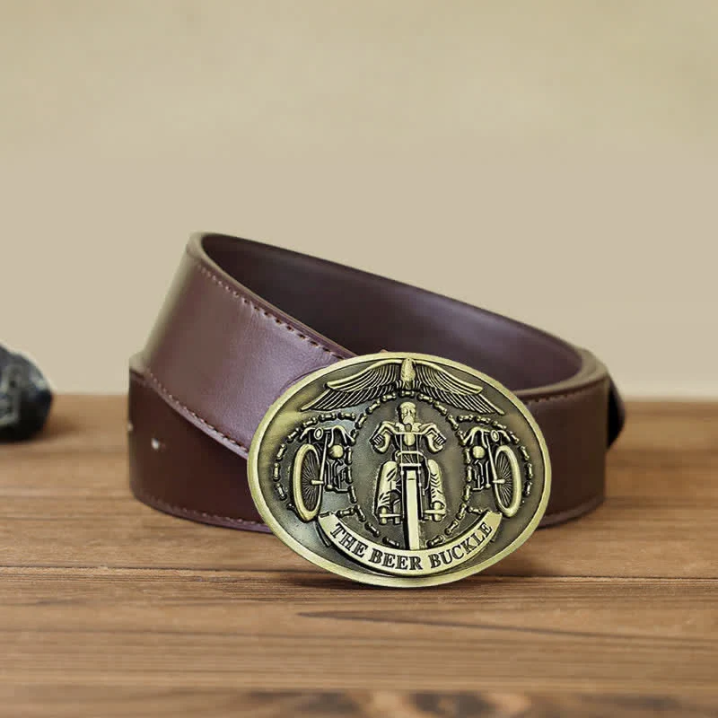 Men's DIY Bicycle Rider Creative Beer Holder Buckle Leather Belt - Image 18