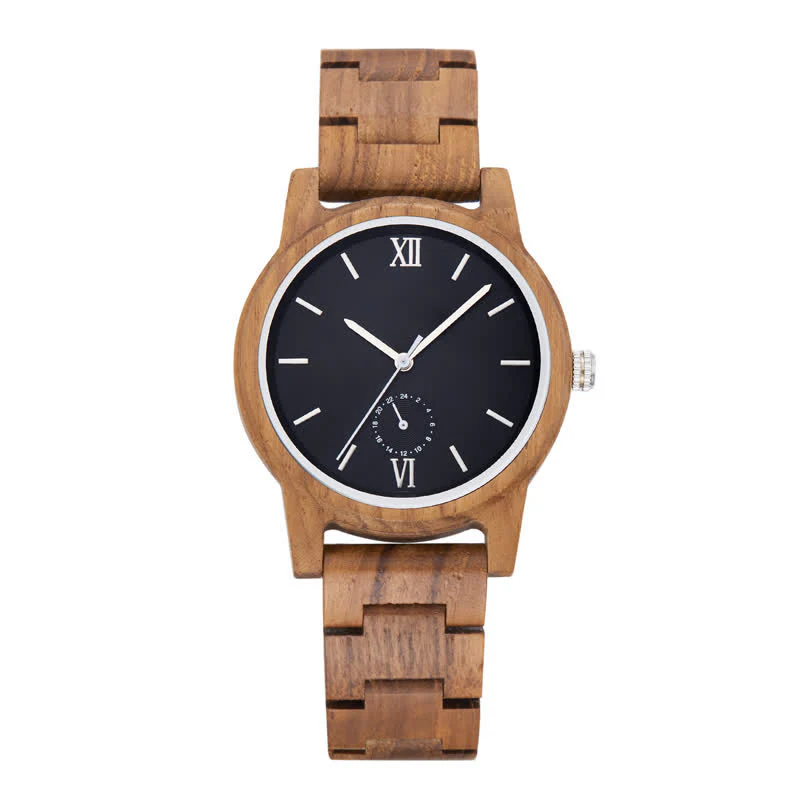 Men's Black Dial Quartz Movement Wooden Watch - Image 9