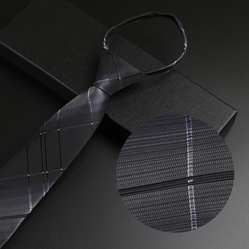 Men's Black-Gray Zipper Tie Classic Necktie - Image 3