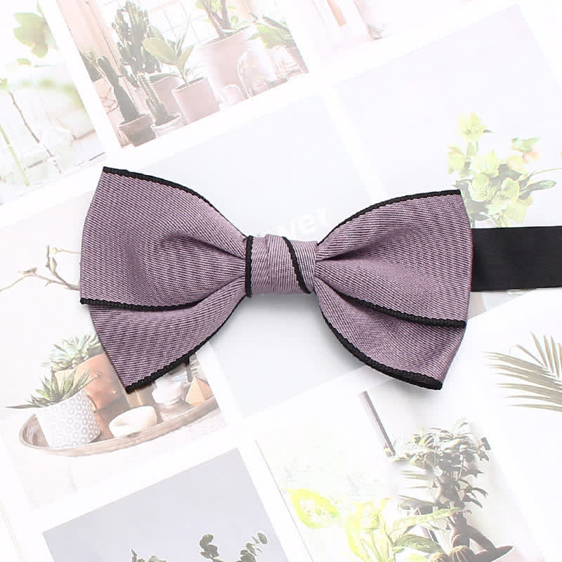 Men's Double Solid Color Line Edge Bow Tie - Image 8