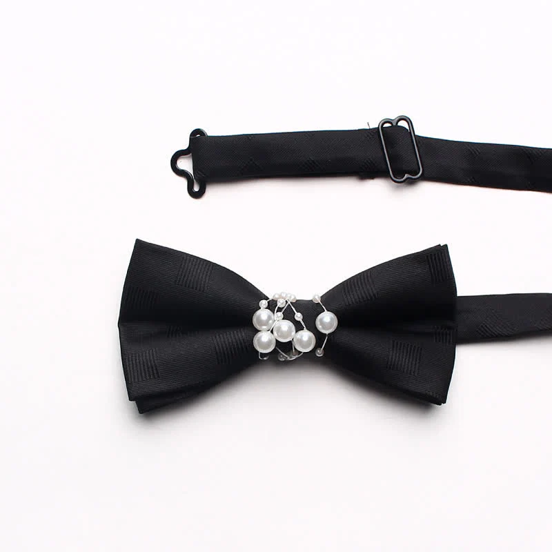 Men's Black Personality Pearls Bow Tie - Image 14