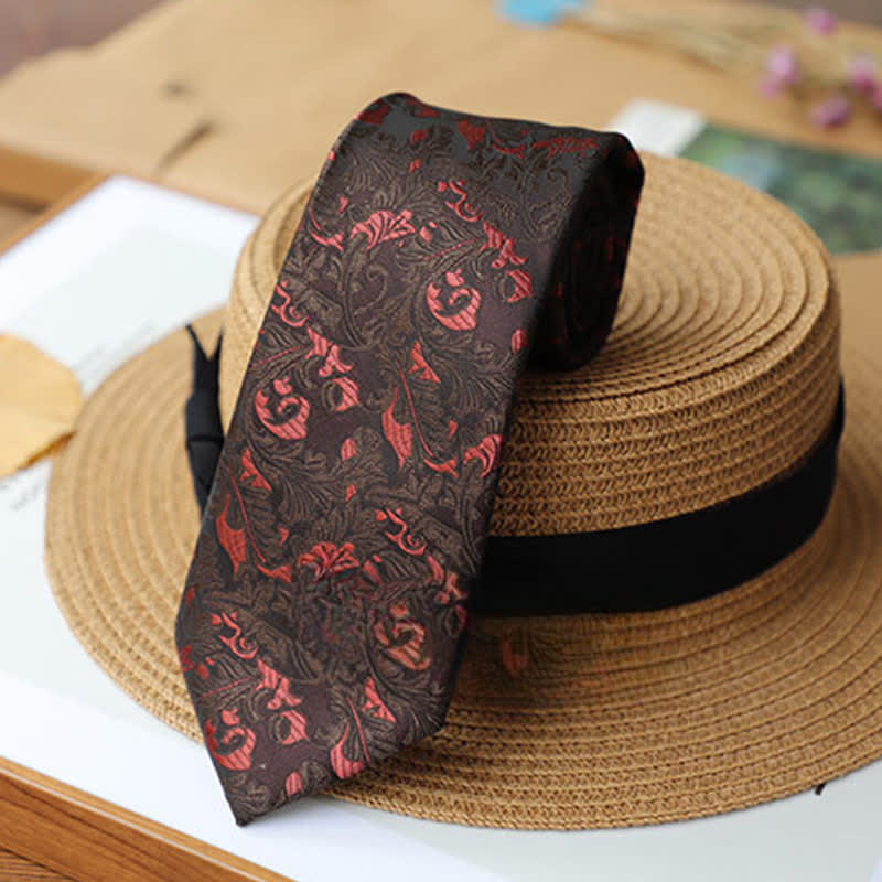 Men's Black & Red Thistles Exotic Mystery Necktie - Image 2