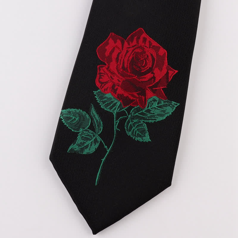 Men's Black Embroidered Rose Blue Enchantress Necktie - Image 5