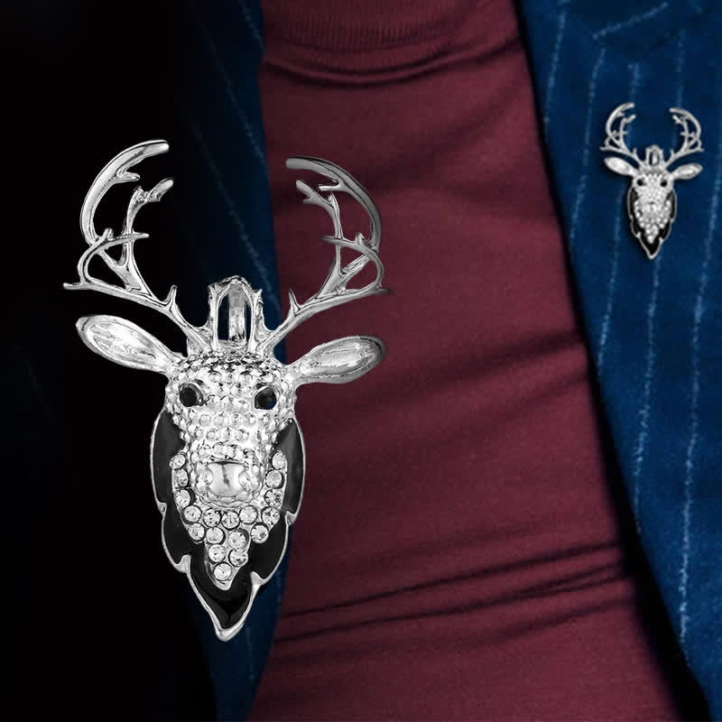 Men's Bling Elk Deer Head Brooch - Image 4