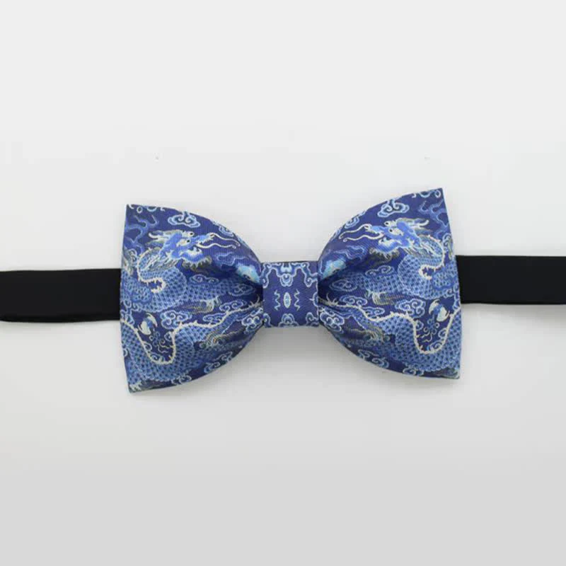 Men's Blue Dragon Totem Cotton Bow Tie - Image 2