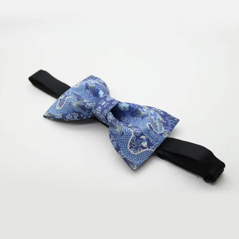 Men's Blue Dragon Totem Cotton Bow Tie - Image 3