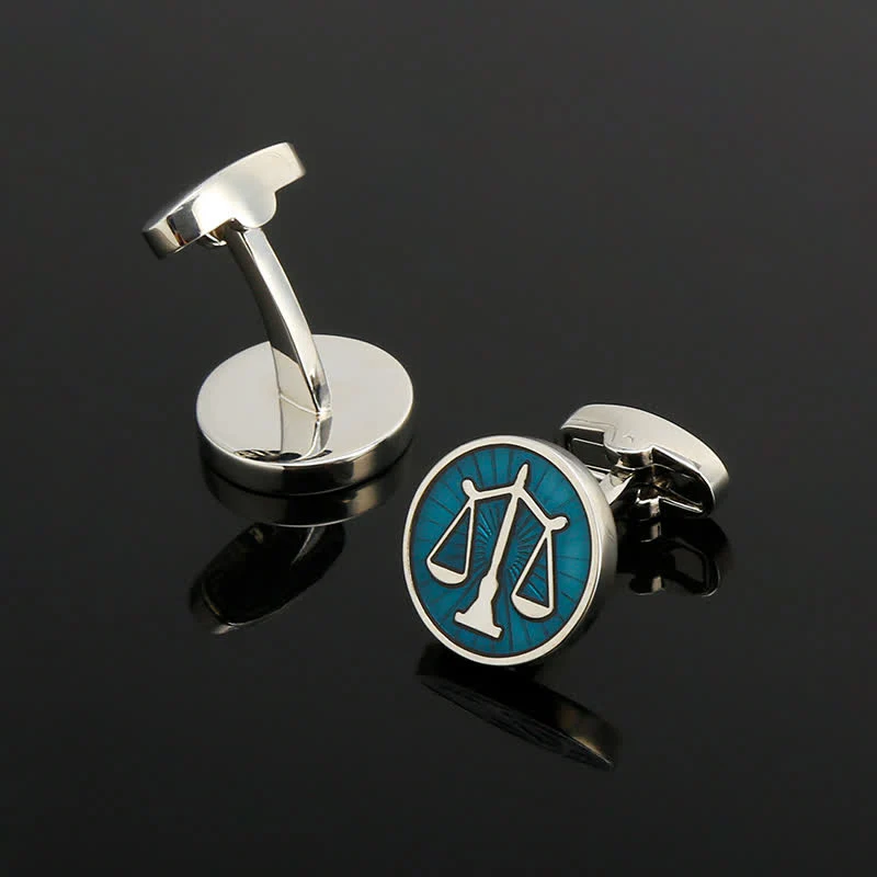 Men's Blue Scales Of Justice Cufflinks - Image 3