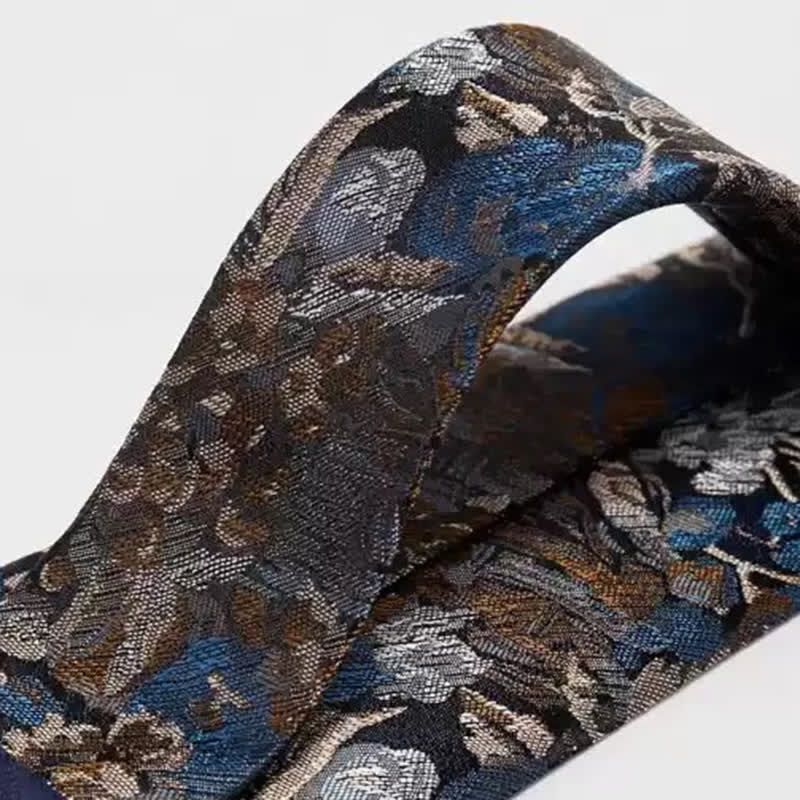 Men's Blue & Yellow Floral Garden In The Air Necktie - Image 5