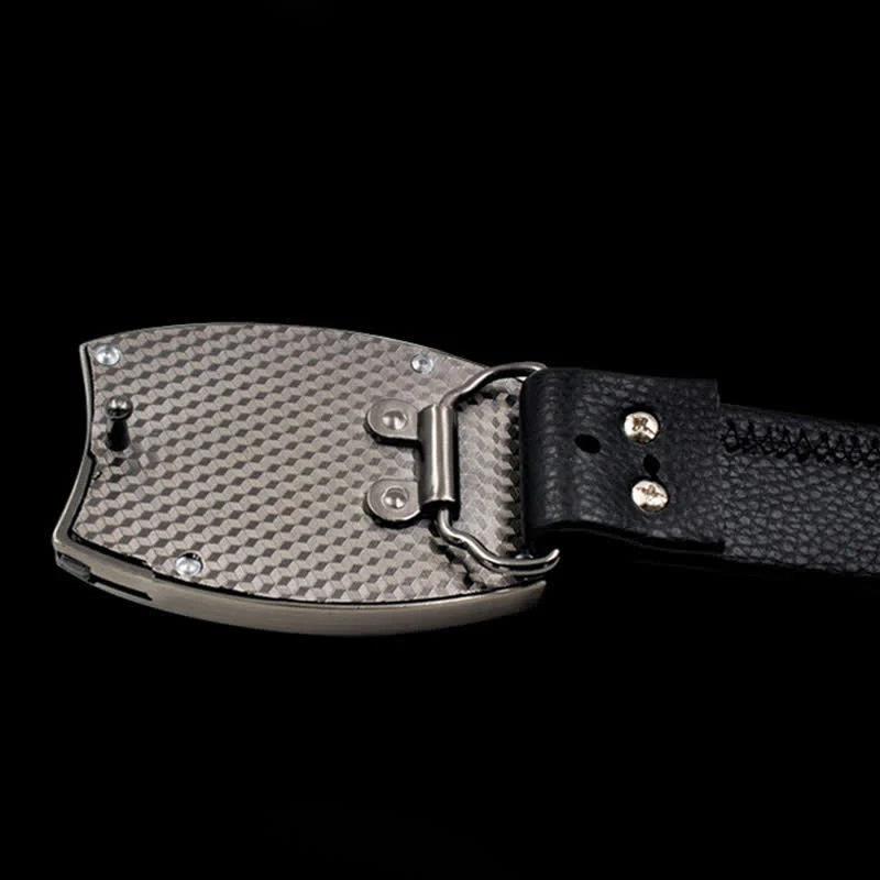 Men's Brave Dragon Leather Belt With Folding Knife - Image 3
