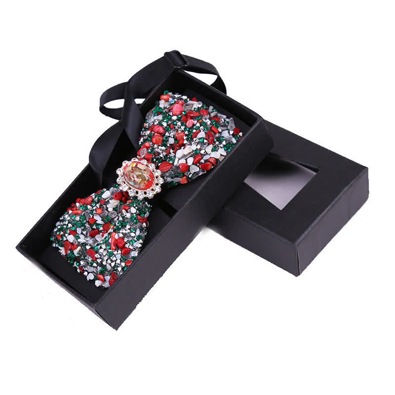 Men's Bright Beads Stone Rhinestone Bow Tie - Image 15