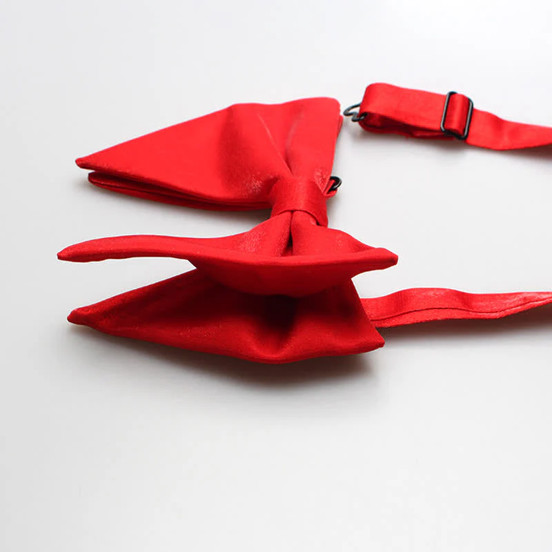 Men's Bright Satin Silk Oversized Pointed Bow Tie - Image 4