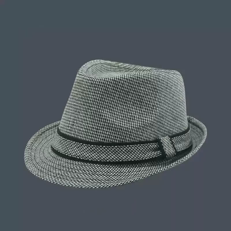 Men's British Plaid Houndstooth Pattern Summer Fedora Hat - Image 3