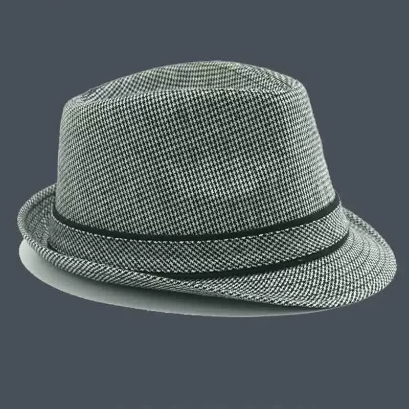 Men's British Plaid Houndstooth Pattern Summer Fedora Hat - Image 4