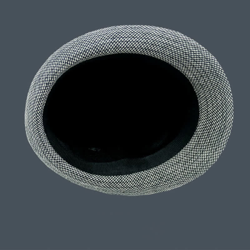 Men's British Plaid Houndstooth Pattern Summer Fedora Hat - Image 7