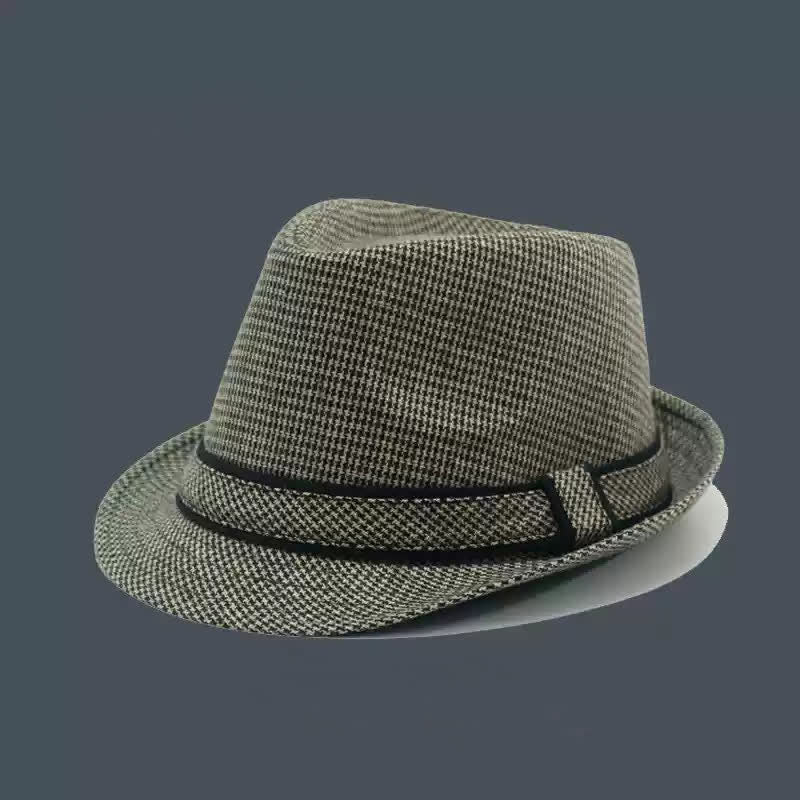 Men's British Plaid Houndstooth Pattern Summer Fedora Hat - Image 9