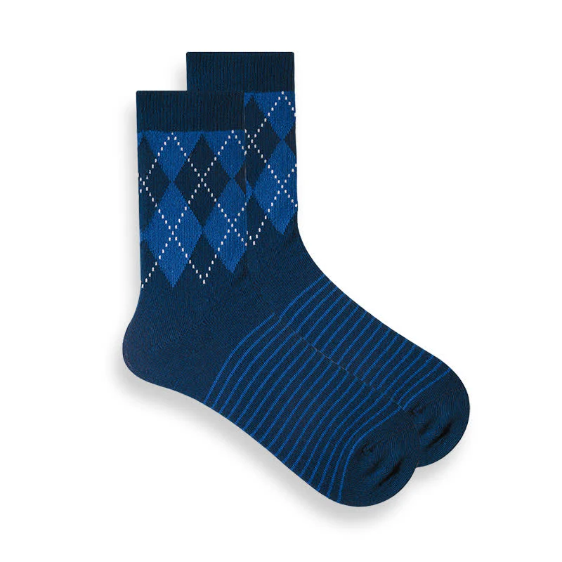 Men's British Plaid Patterned Cotton Socks - Image 9