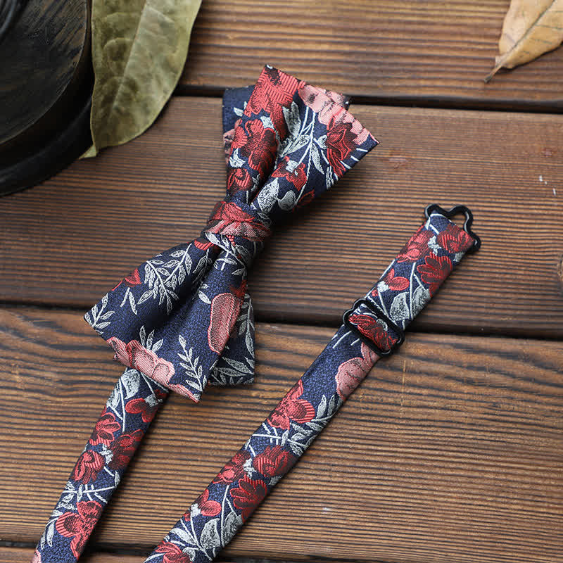 Men's British Striped Floral Bow Tie - Image 11
