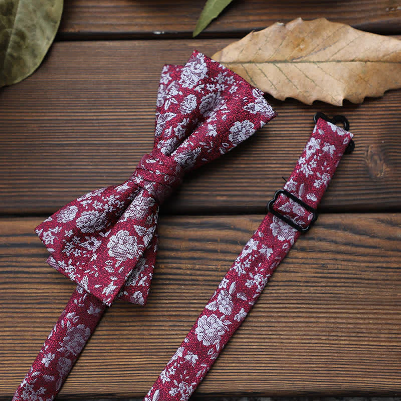 Men's British Striped Floral Bow Tie - Image 17