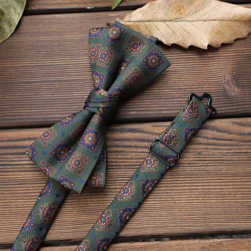 Men's British Striped Floral Bow Tie - Image 19
