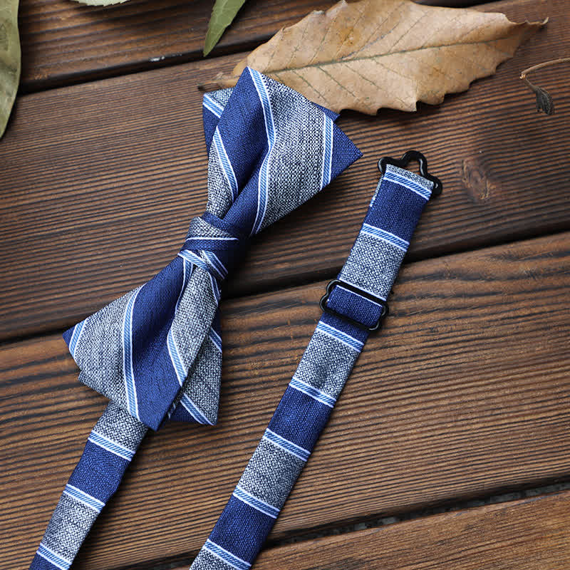 Men's British Striped Floral Bow Tie - Image 4
