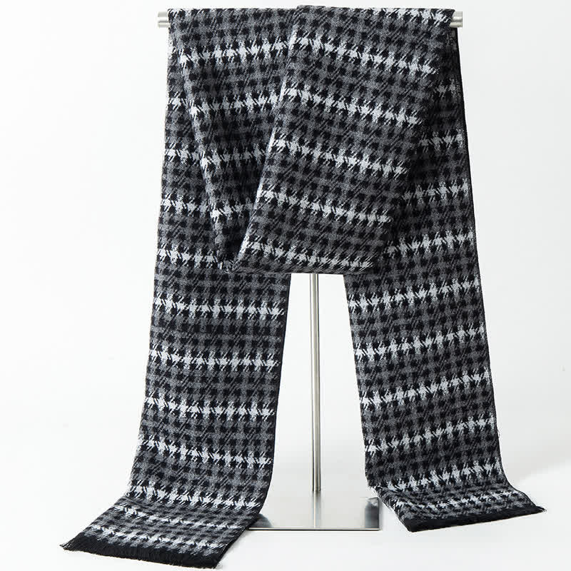 Men's British Style Checked Pattern Warm Long Scarf - Image 8