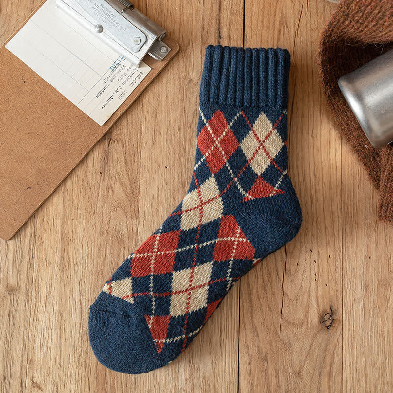 Men's British Style Diamond Argyle Crew Socks - Image 11