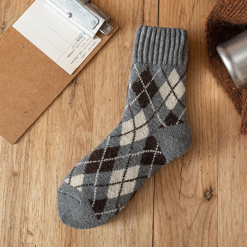 Men's British Style Diamond Argyle Crew Socks - Image 12