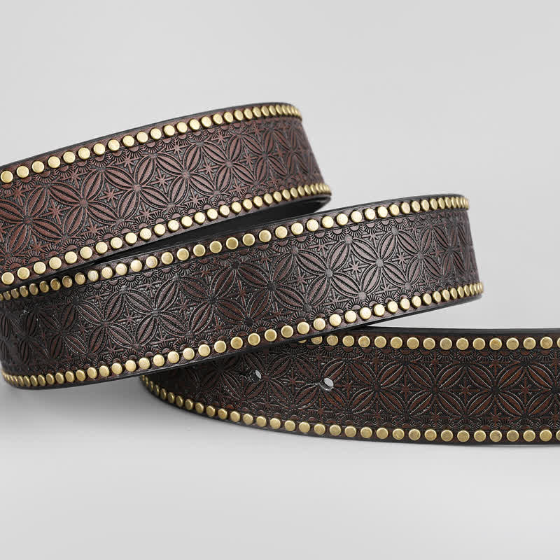 Men's Bronze Boots Oval Buckle Leather Belt - Image 4