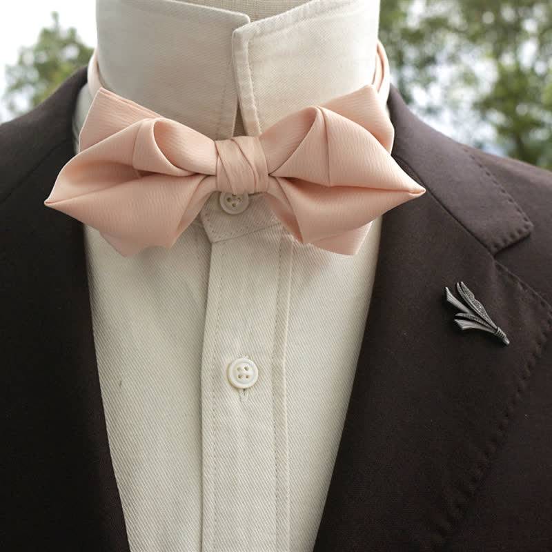 Men's Bud-Like Solid Color Pointed Bow Tie - Image 11