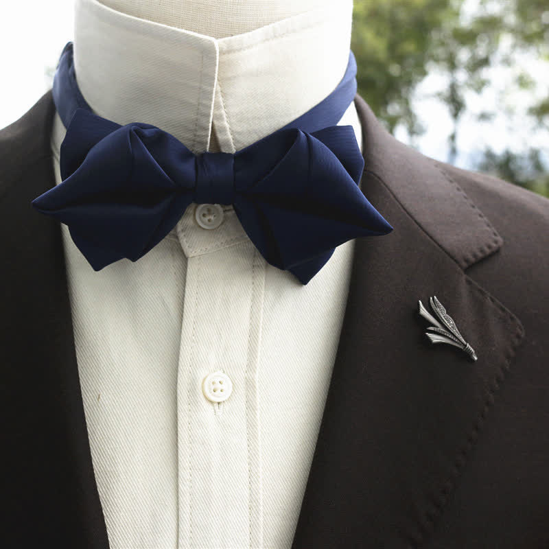 Men's Bud-Like Solid Color Pointed Bow Tie - Image 12