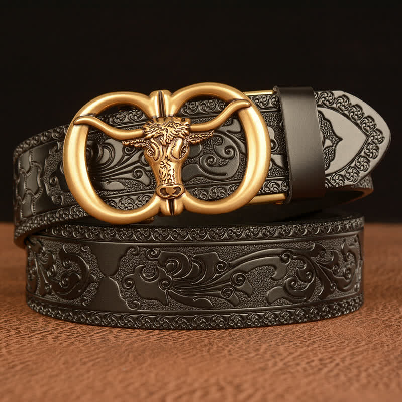 Men's Bull Head Buckle Leather Belt - Image 10