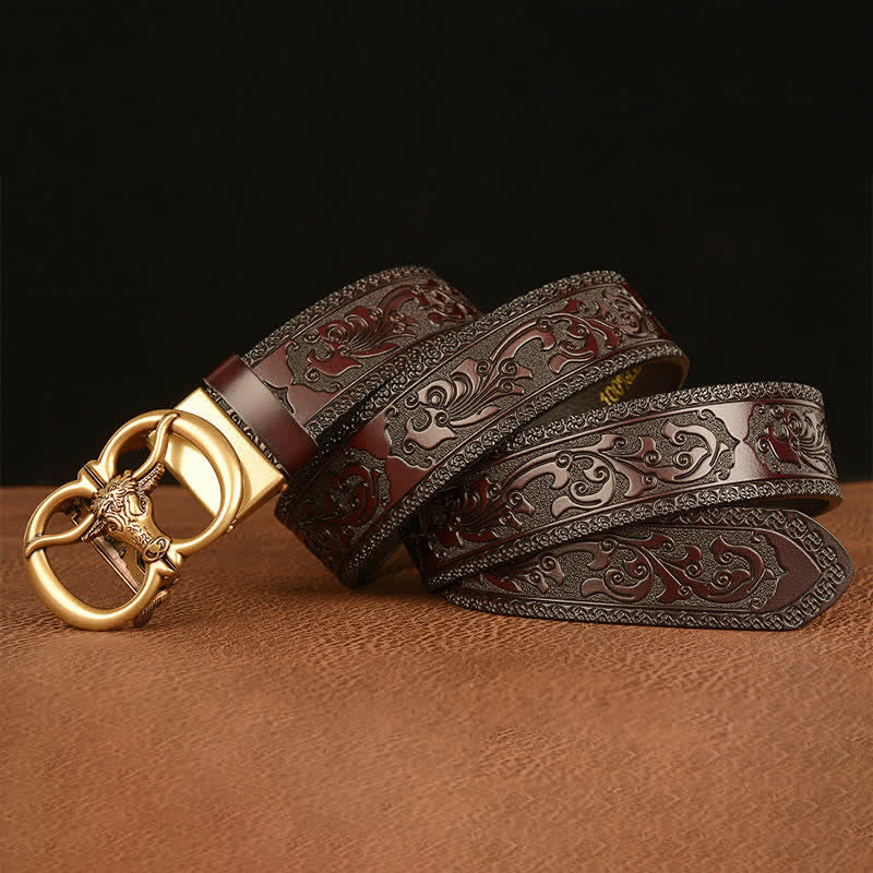 Men's Bull Head Buckle Leather Belt - Image 3