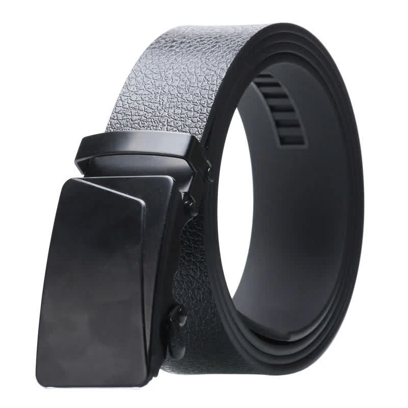 Men's Business Automatic Buckle Black Leather Belt - Image 21