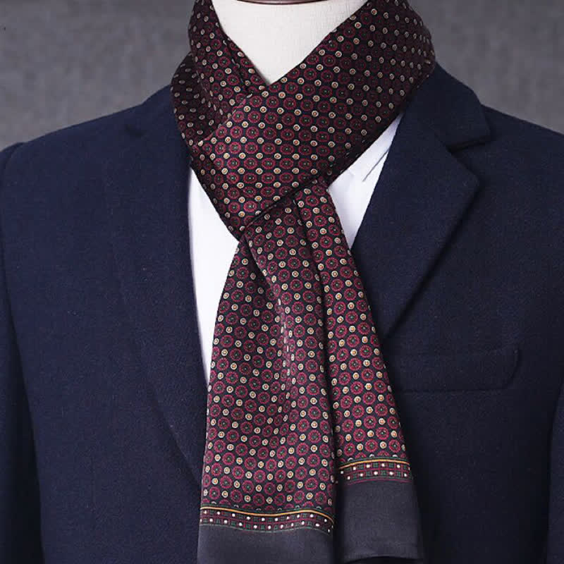 Men's Business Geometrical Figure Thin Long Pure Silk Scarf - Image 22
