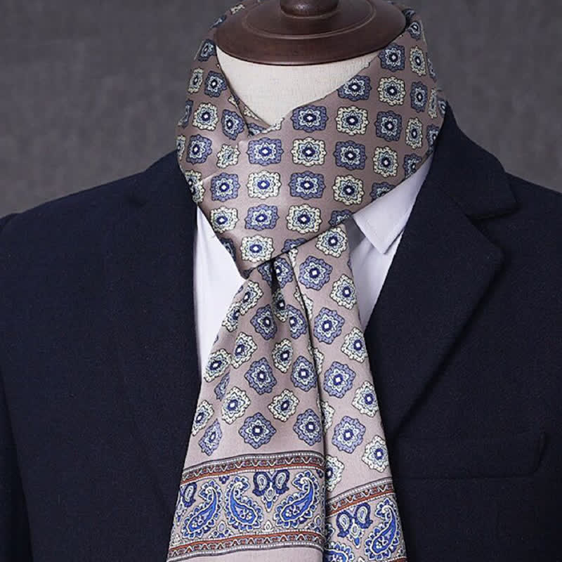 Men's Business Geometrical Figure Thin Long Pure Silk Scarf - Image 3