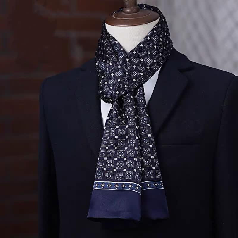 Men's Business Geometrical Figure Thin Long Pure Silk Scarf - Image 7